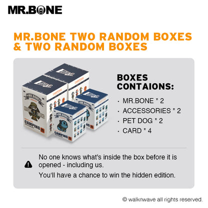 Two random boxes and two dog boxes of the camping series